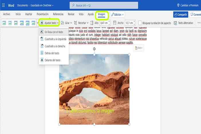 como poner una imagen en word y escribir al lado