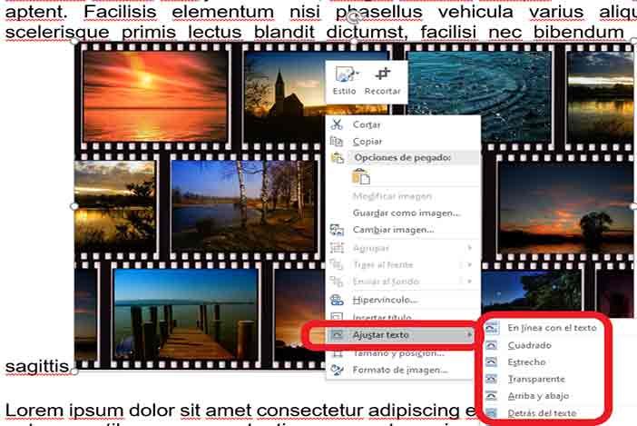    como escribir al lado de una imagen en word